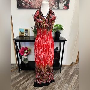 ACE fashion women’s long dress size XL  sleeveless floral gathered waist